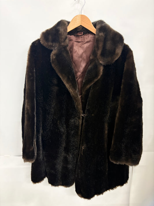 Vintage Faux-Fur Womens Brown Winter Coat