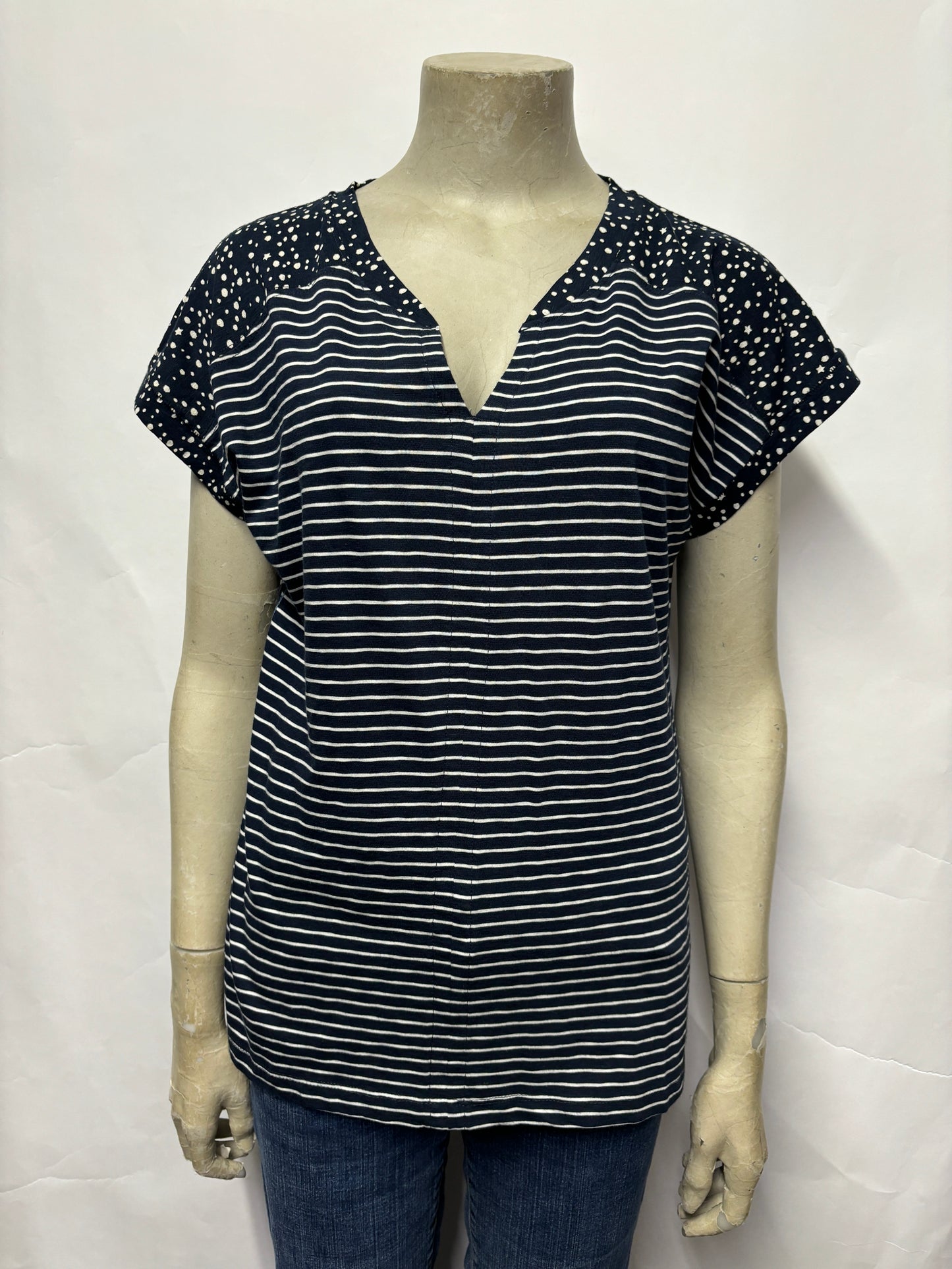 White Stuff Navy Nelly Notch Stripe T-shirt 12 BNWT