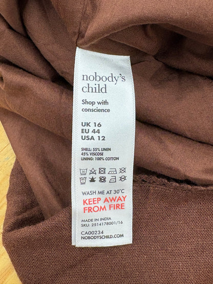 Nobody's Child Brown Linen-Blend High-Waist Mini Skirt Size 16 - BNWT