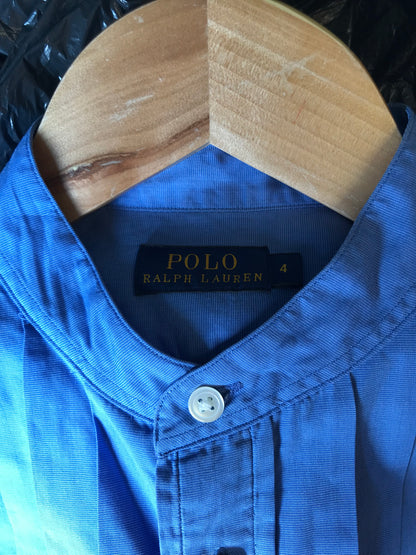 Ralph Lauren Polo 100% Cotton Blue Half Buttoned Shirt Uk Size 8