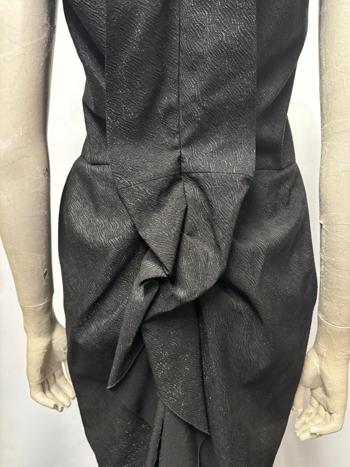 Lanvin Black Silk Blend Sparkly Midi Dress Small