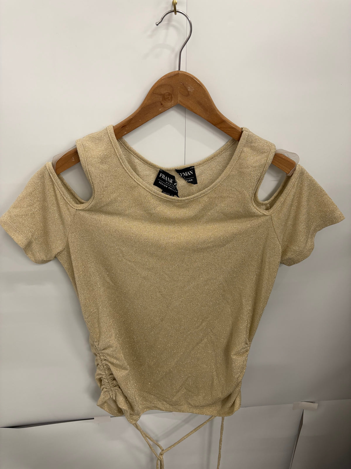 Frank Lyman Montreal Design Collection Metallic Gold Womens Shoulder Top Size 10 - BNWT