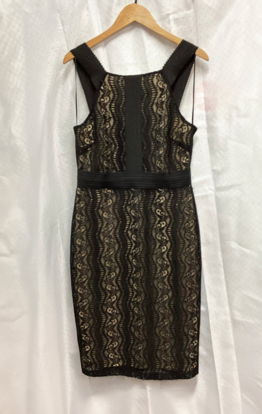 BNWT Redherring Size 12 Black Lace Style Midi Dress