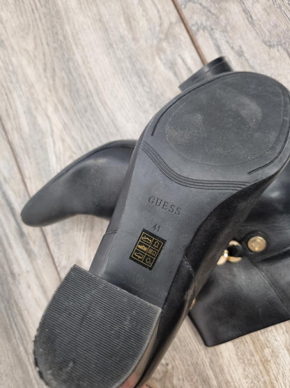 BNIB Guess Black Leather Ankle Boots Size 7