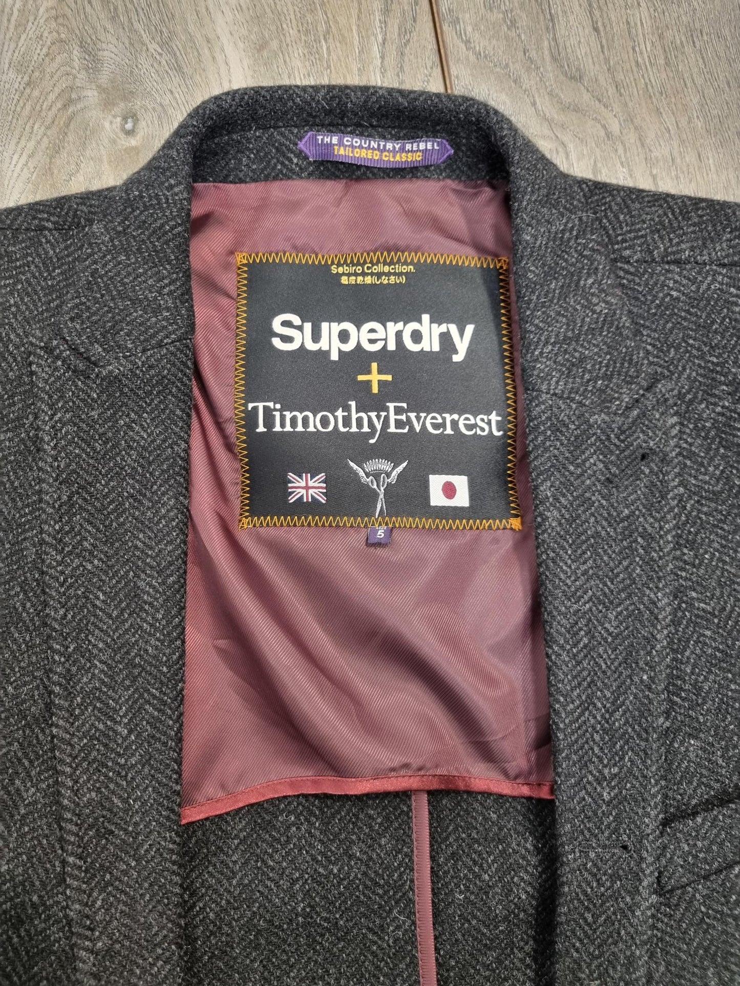 Superdry + Timothy Everest Sabiro Collection The Country Rebel Black Suit Jacket Size L