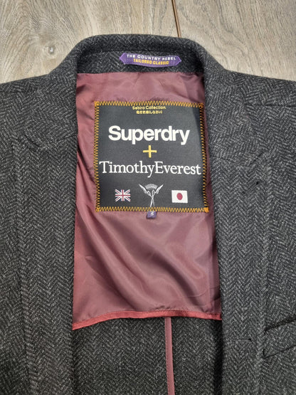 Superdry + Timothy Everest Sabiro Collection The Country Rebel Black Suit Jacket Size L