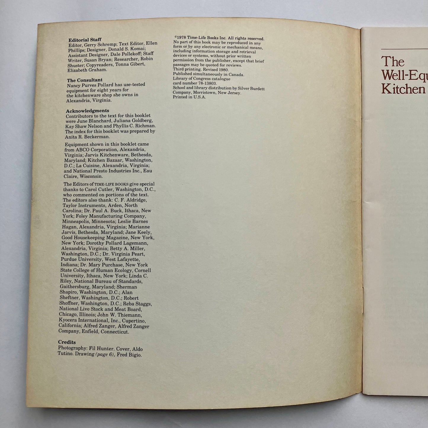 The well-equipped kitchen Time-Life books reference book 1978