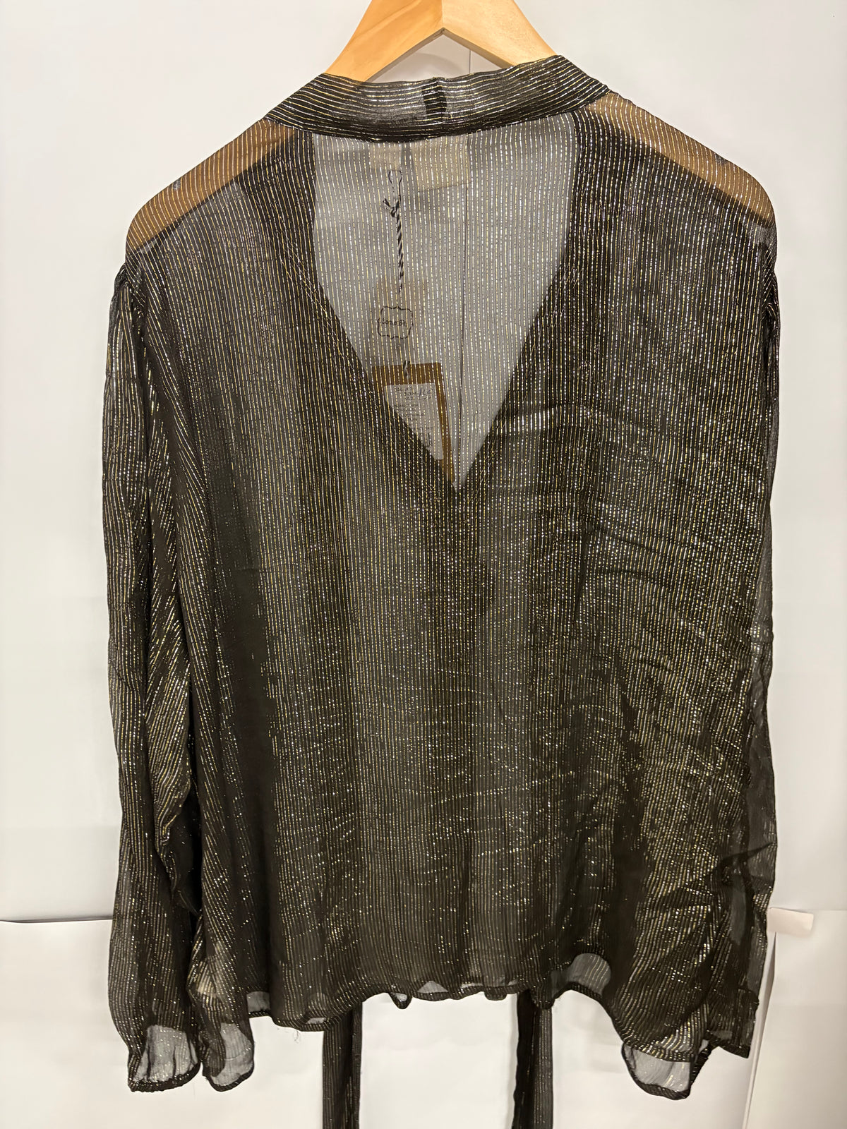 Joanie Clothing Women's Sheer Tie-Neck Metallic Blouse Size 26 - BNWT