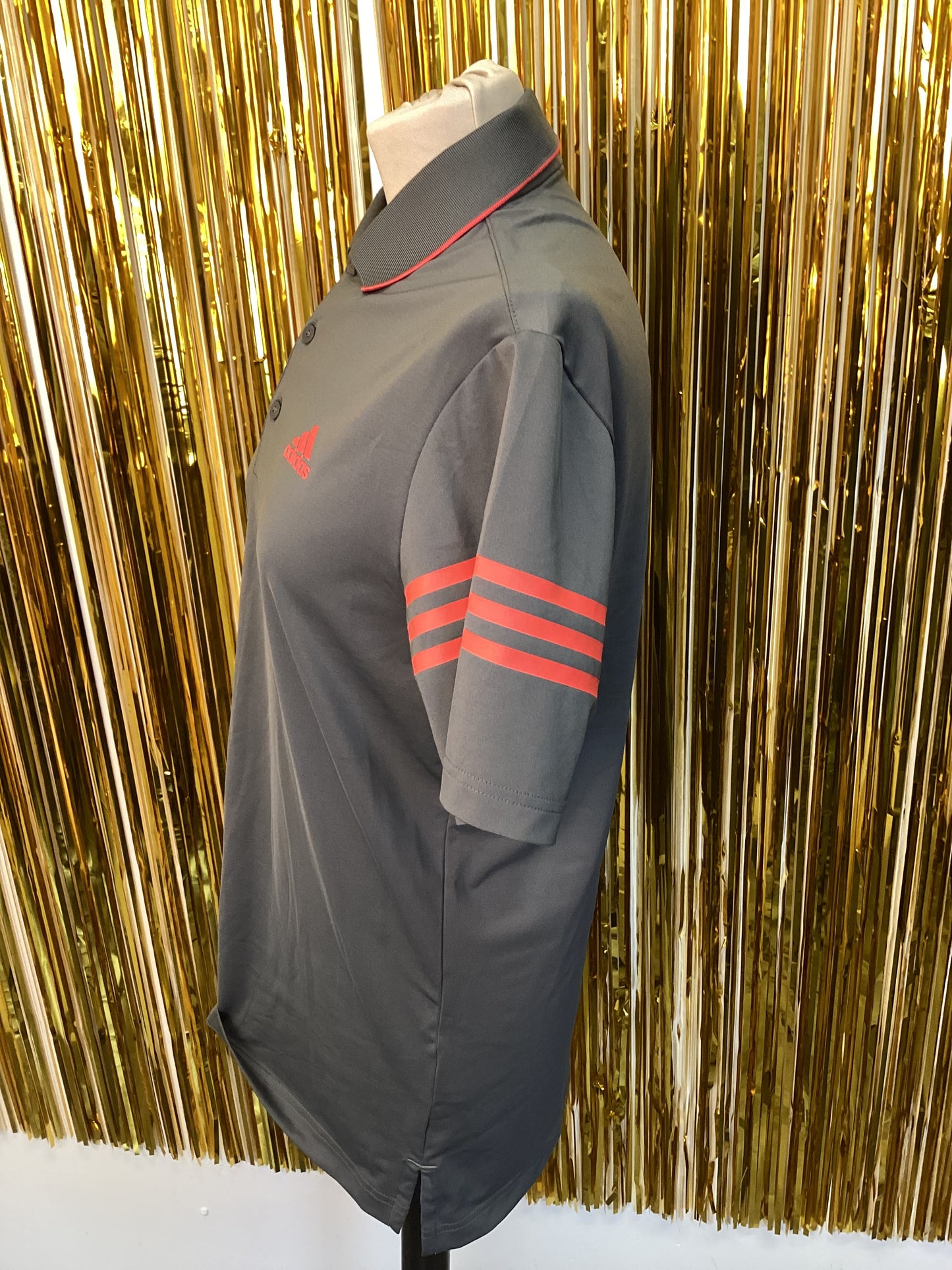 Adidas Men's Grey and Coral Polo Size XS