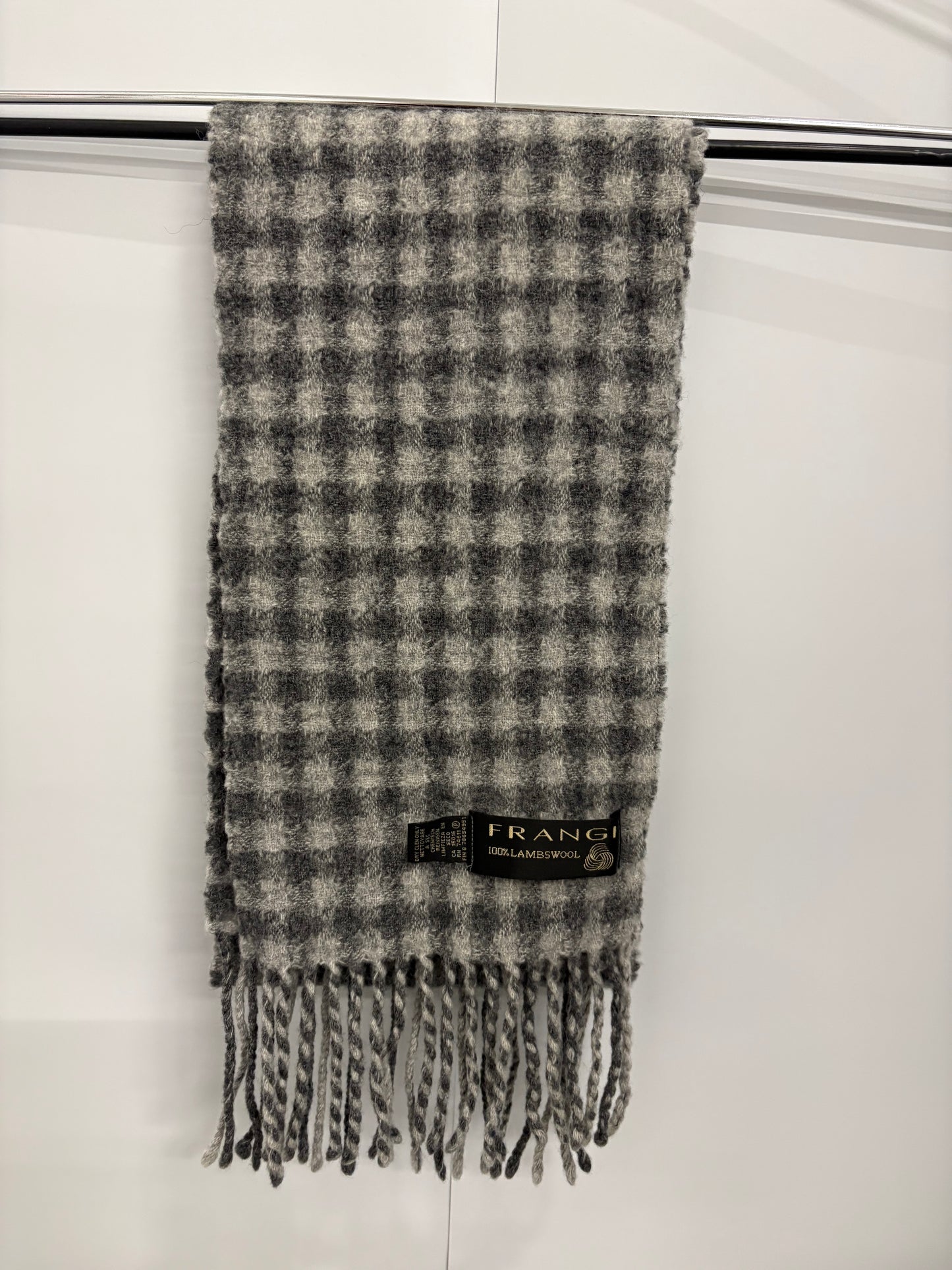 Frangi Gingham Grey Lambswool Scarf