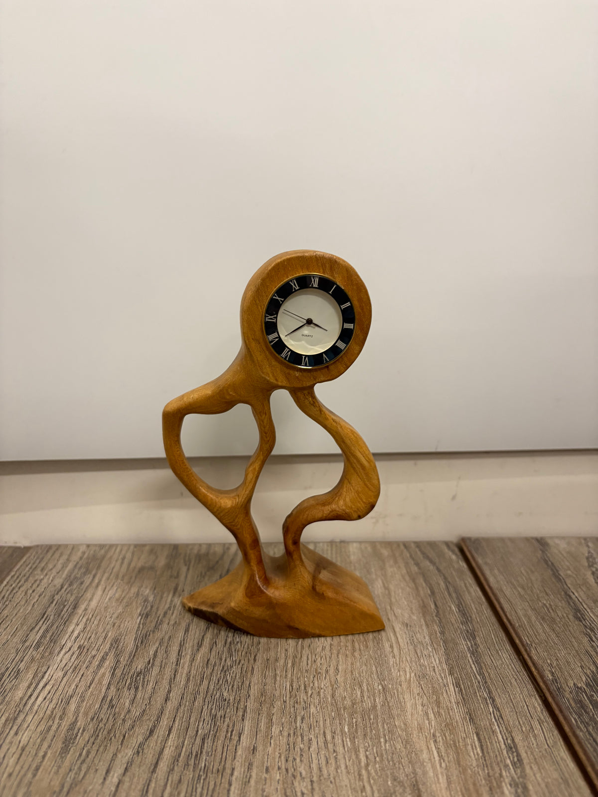 Sculptural Wooden Clock by P. Barlow (Untested)