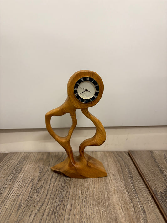 Sculptural Wooden Clock by P. Barlow (Untested)
