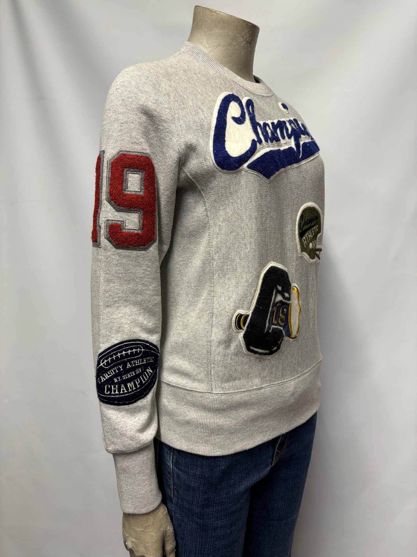 Champion Grey New York Crew Neck Sweater XS