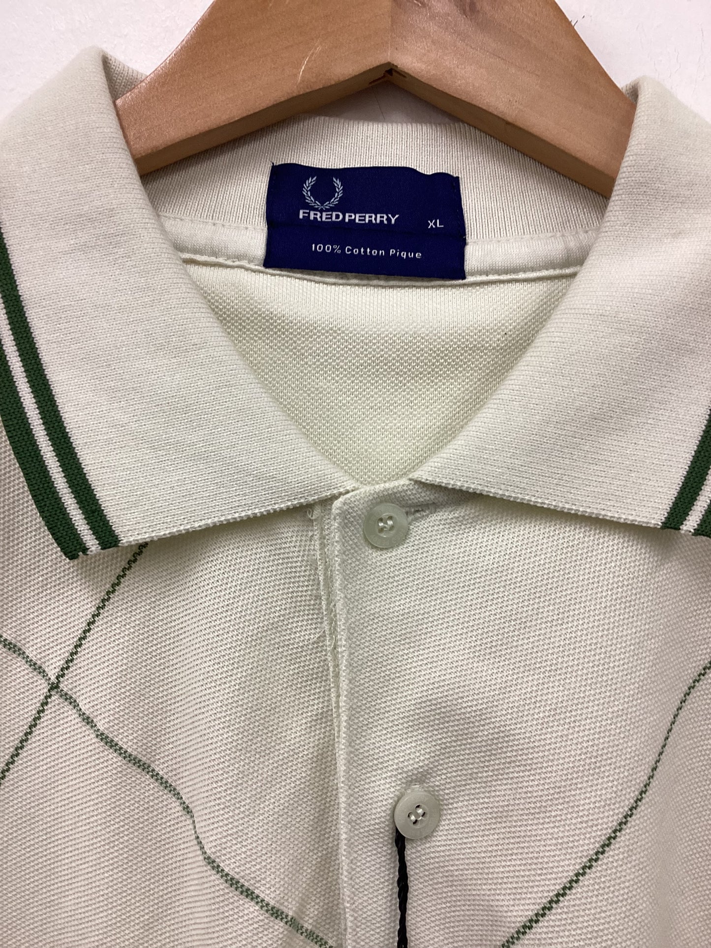BNWT Fred Perry XL Green Check Polo Shirt