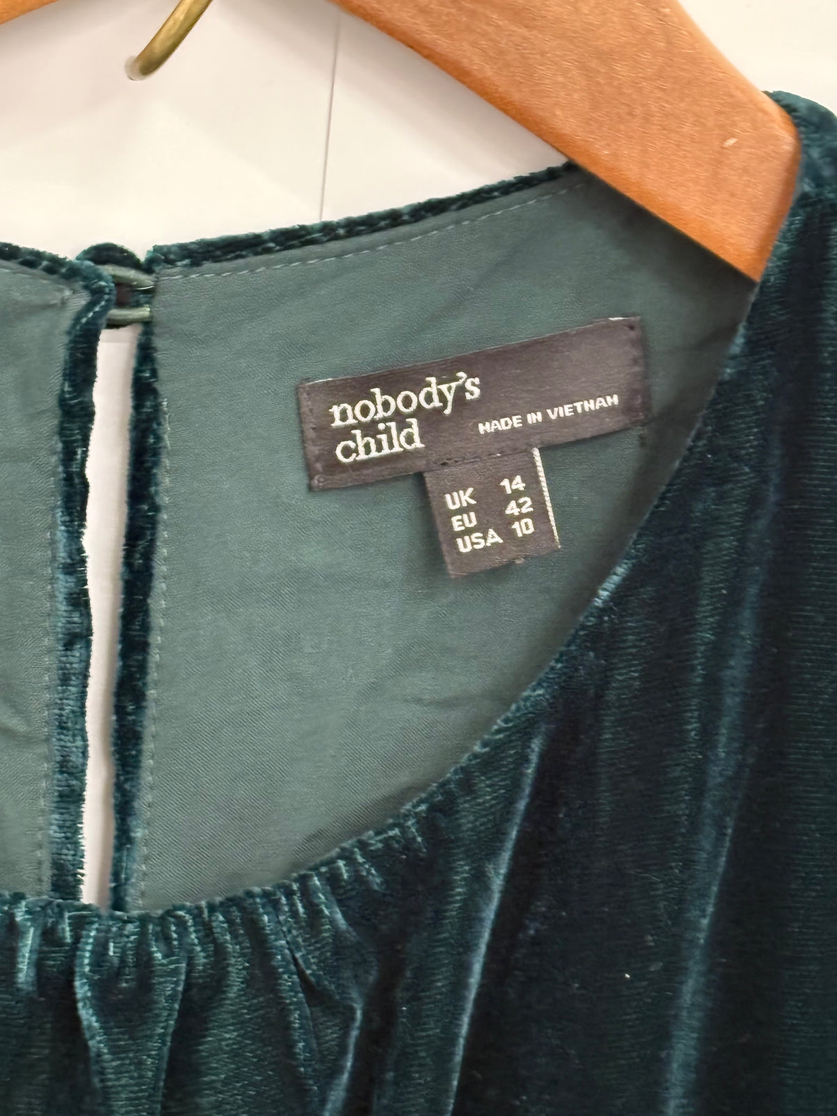 Nobody's Child Dark Green Short Sleeve Velvet Allegra Midi Dress Size 14