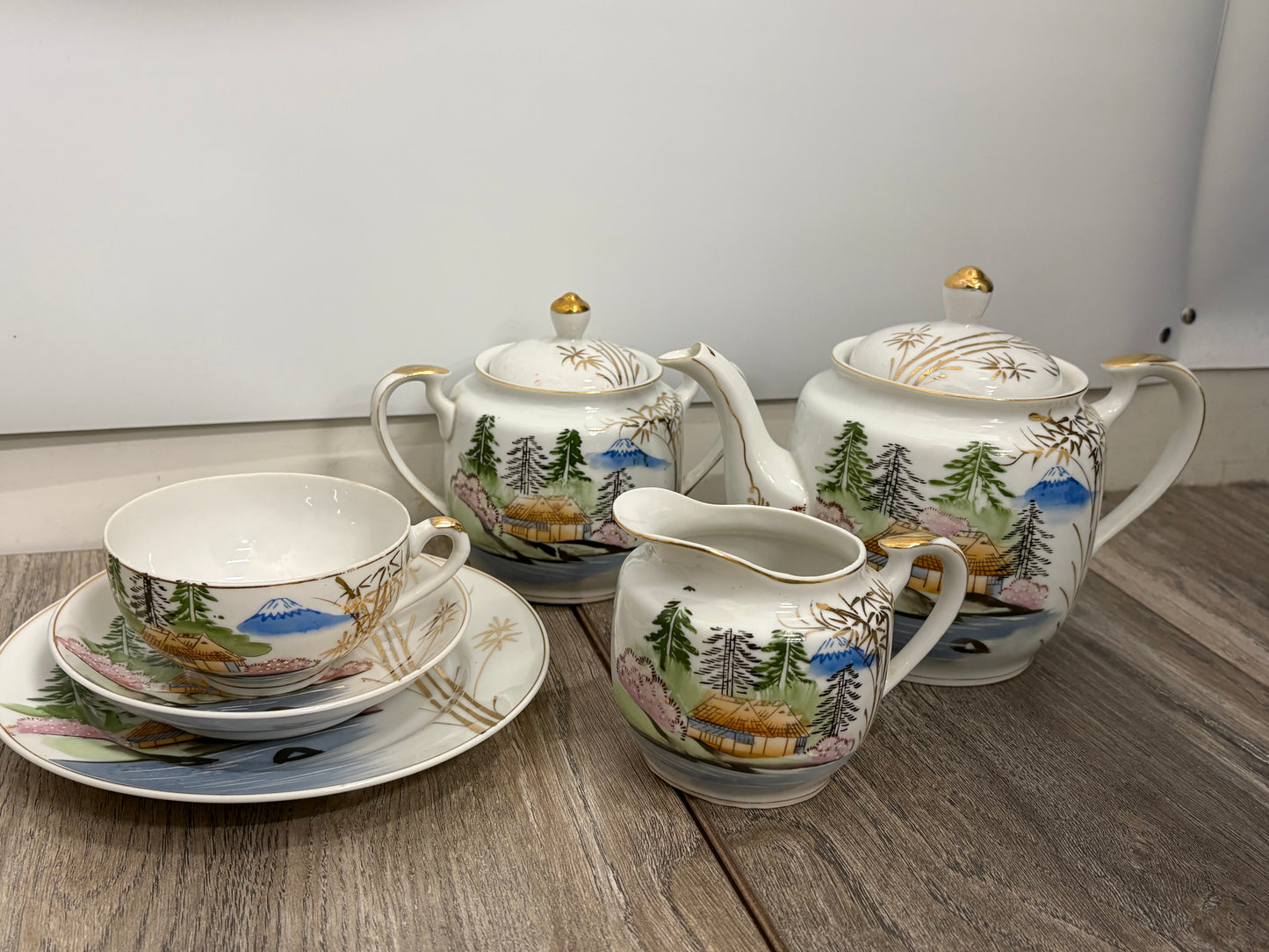 Vintage Kutani Japanese Eggshell Porcelain 21-Piece Teaset