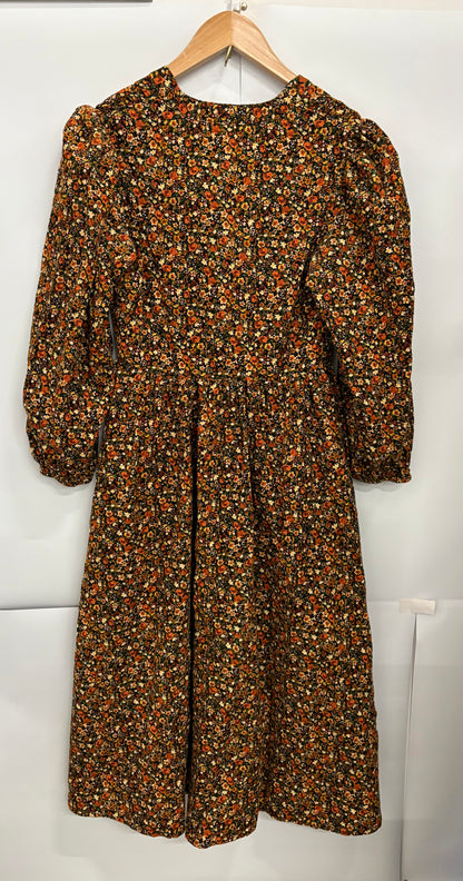 Nobody's Child Orange/Black Petite Floral Cord Riley Midi Dress Size 8 - BNWT