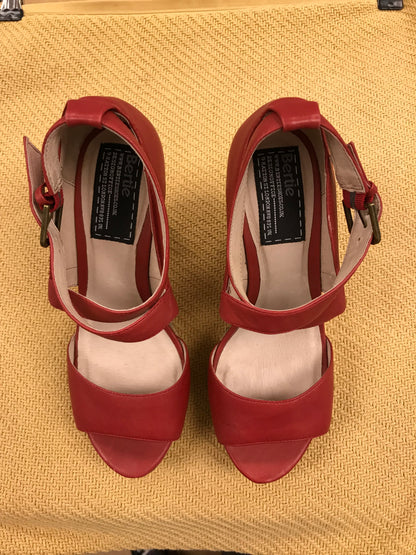 Bertie Size 5 Red Chunky Heel Shoes