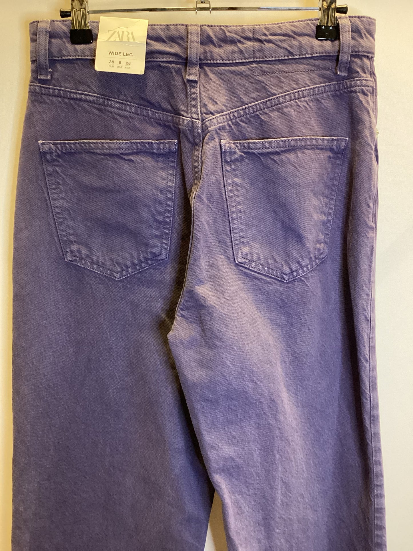 BNWT Zara Hi-Rise Wide Leg Purple Jeans Size 10