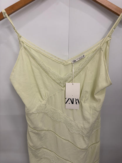 Zara Lace-Trimmed Lime/Light Yellow Womens Midi Dress Size 16 - BNWT