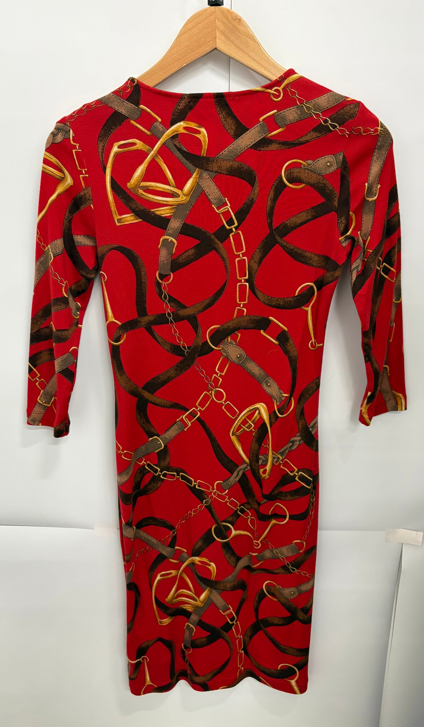 Lauren Ralph Lauren Red Chain Print Dress Size XS