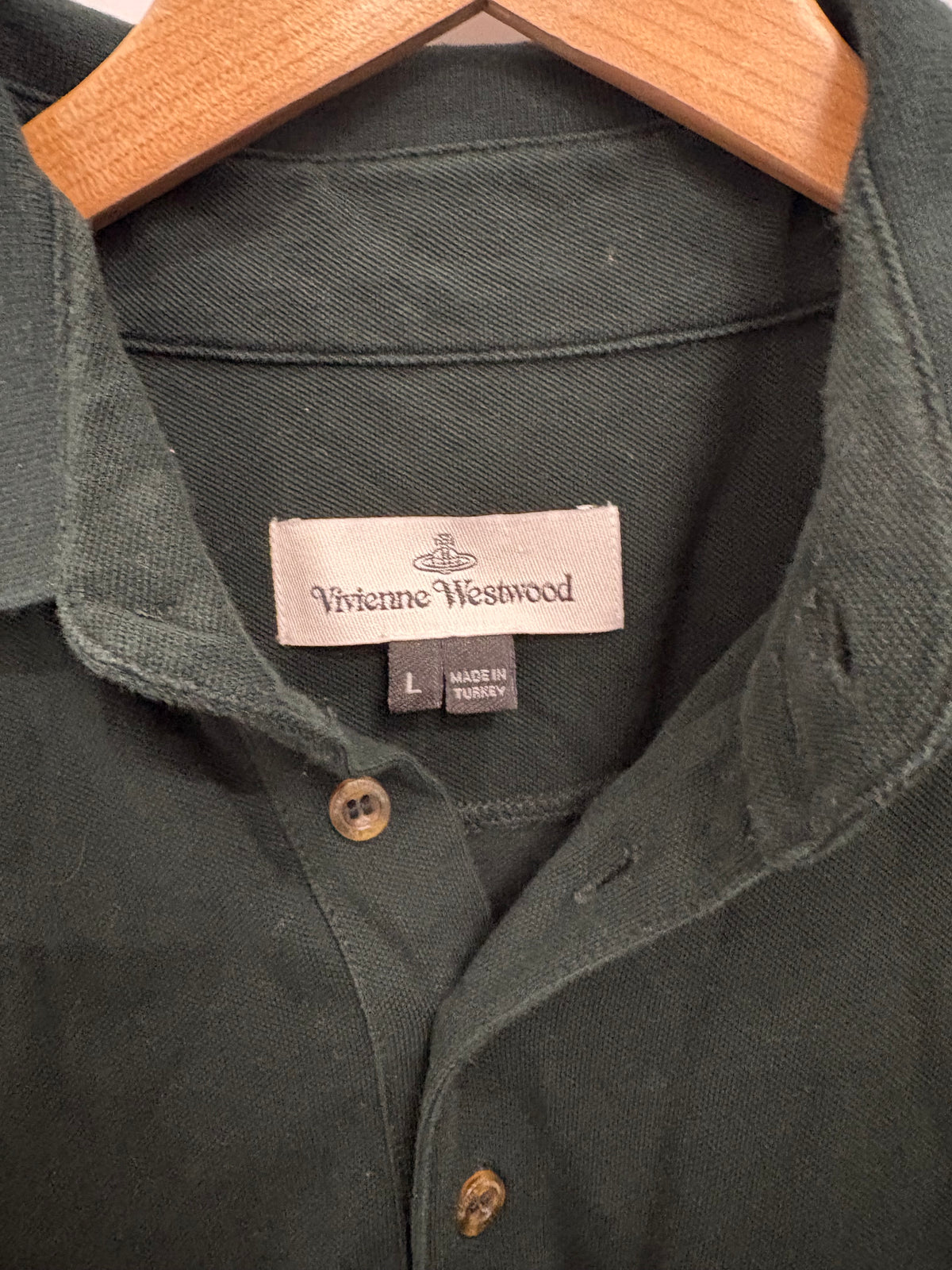 Vivienne Westwood Mens Dark Green Cotton Polo Shirt Size L