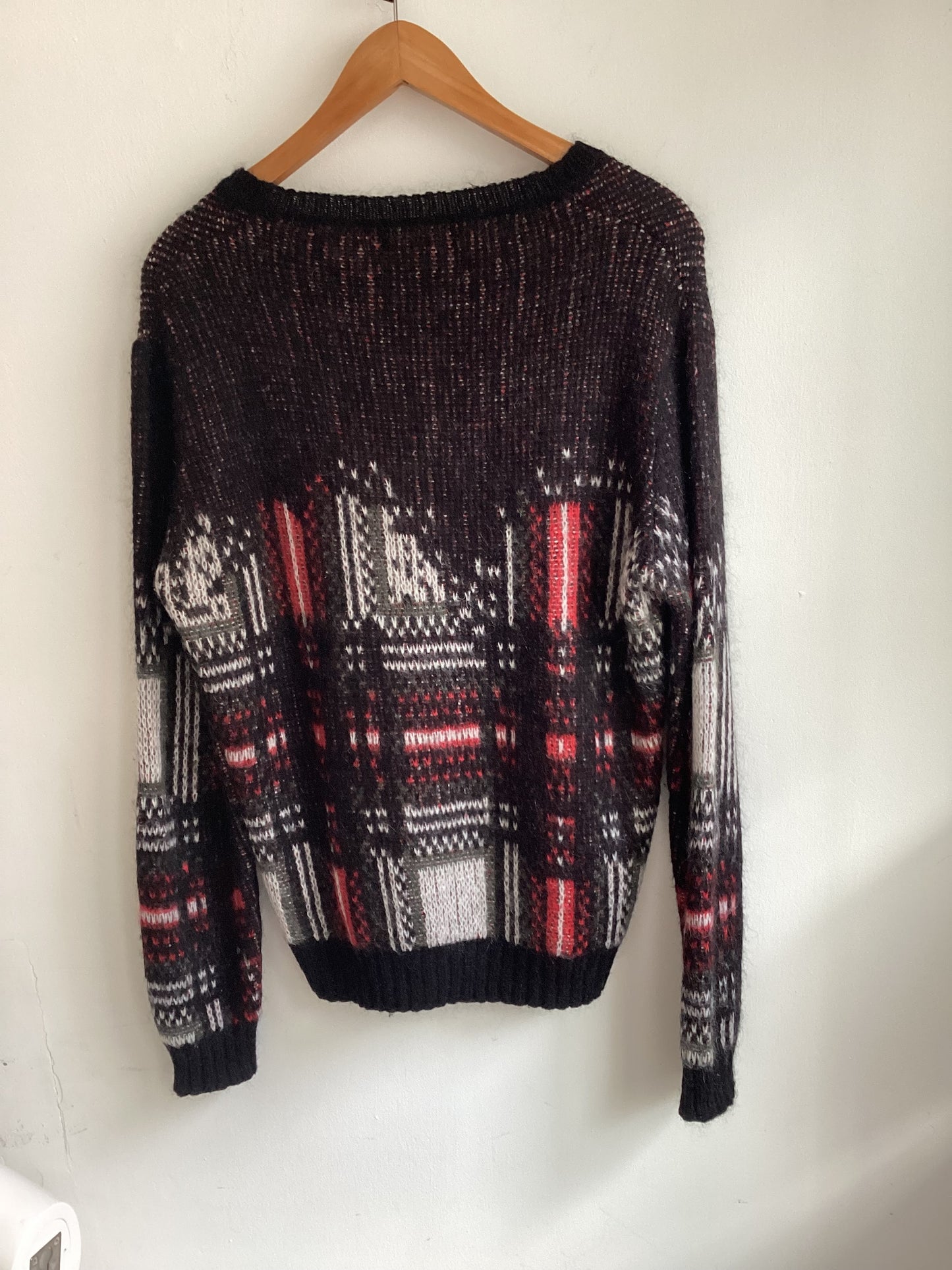 Diesel Jumper, Grunge, Black Red White Green, Yarn, Large