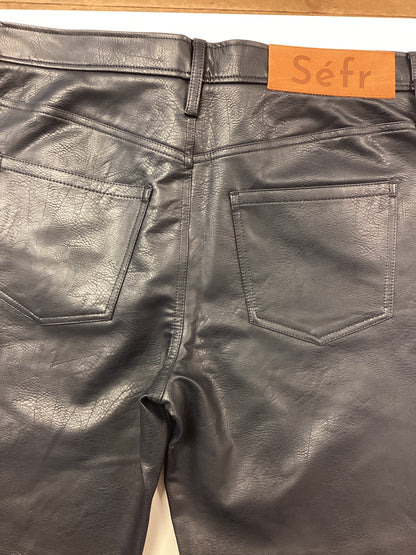 Séfr Navy Faux Leather Trousers