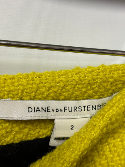 Diane Von Furstenberg Yellow Wool Blend Mini Skirt X-Small