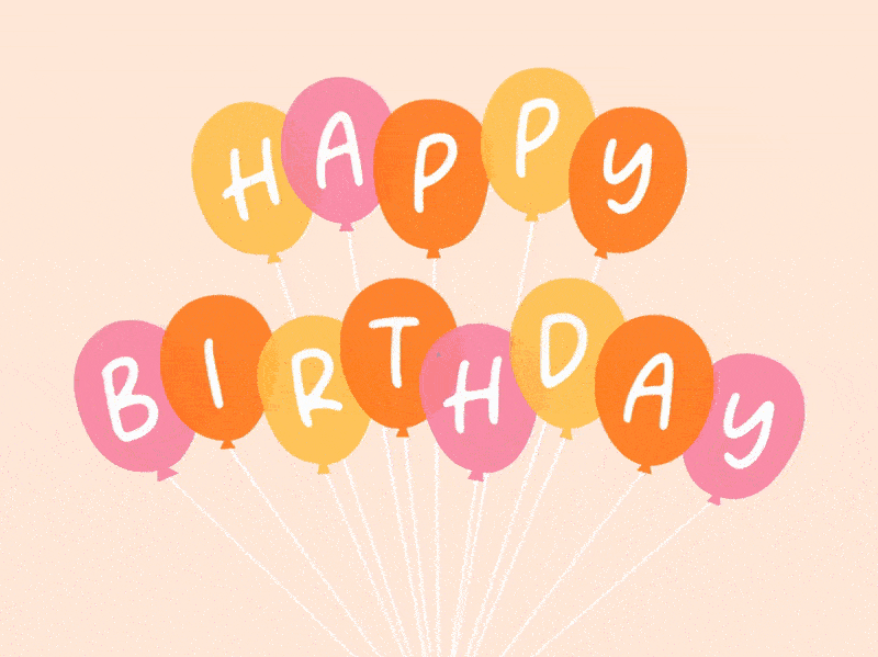 Colorful balloons spelling 'Happy Birthday' on a beige background