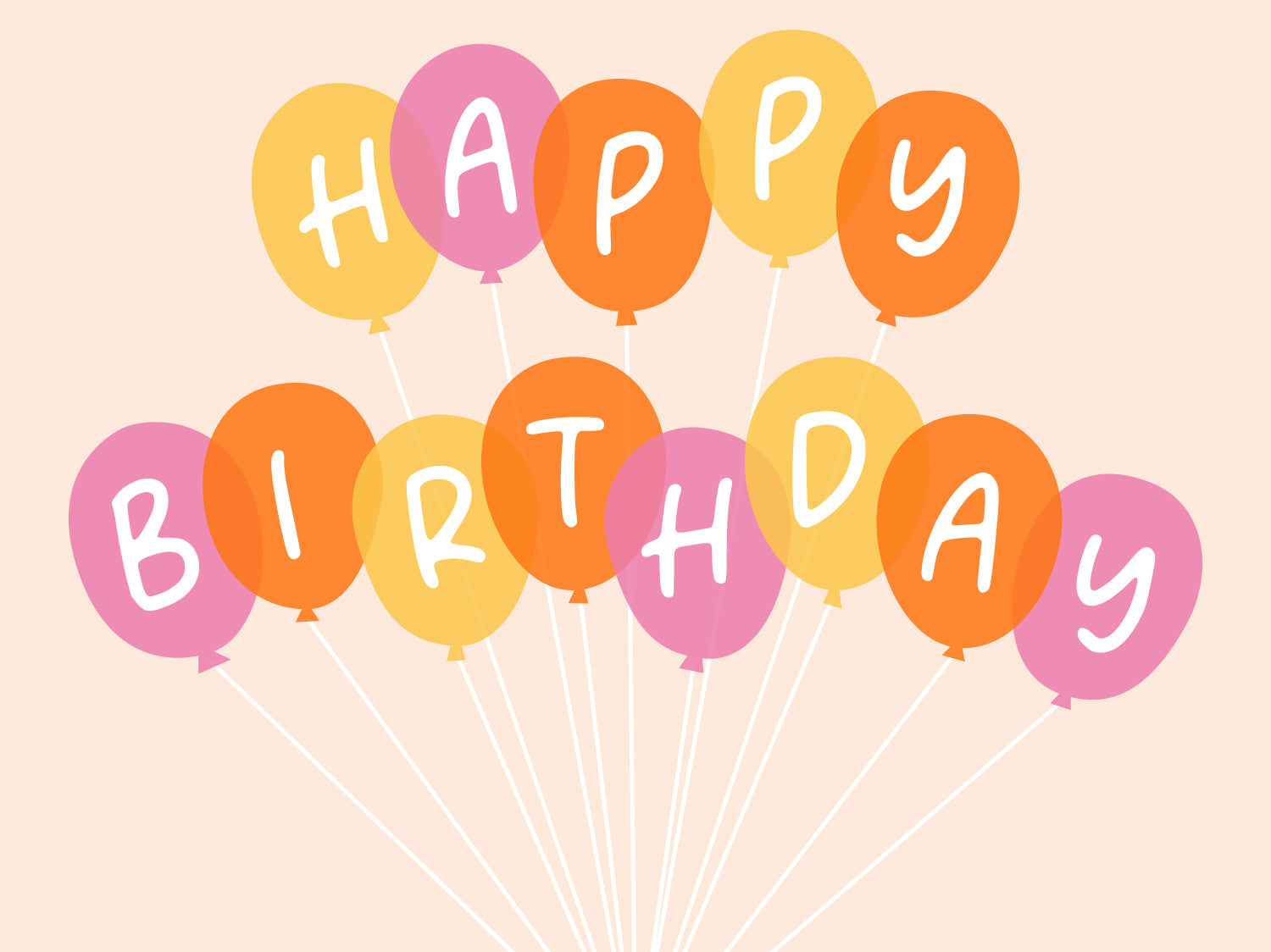 Colorful balloons spelling 'Happy Birthday' on a beige background