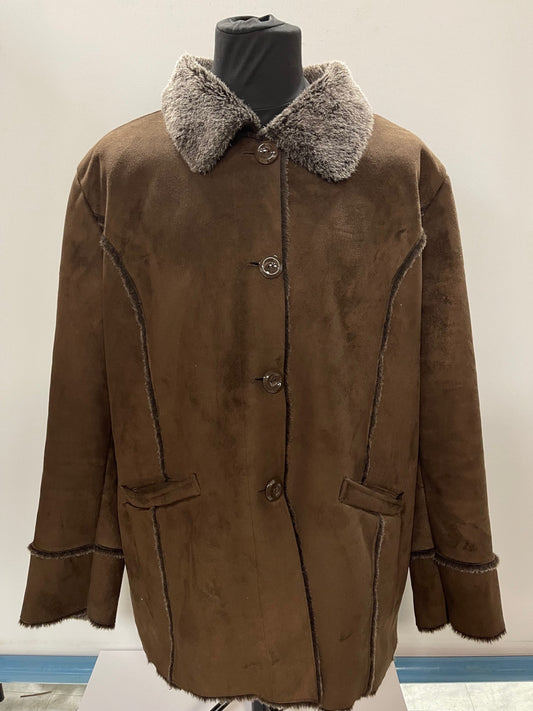 Centigrade Brown Faux Sheepskin and Fur Coat 2XL