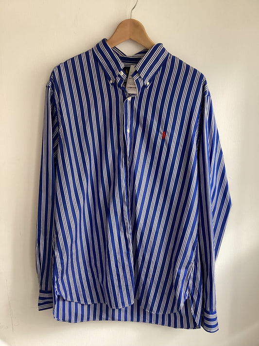 Ralph Lauren, Blue White, Dress Shirt, 100% Cotton, 17/43