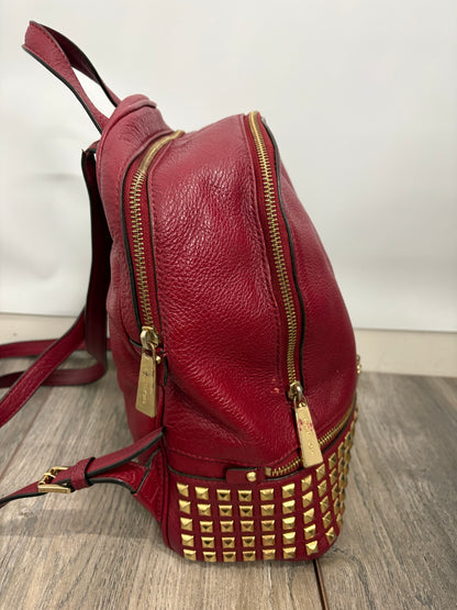 Michael Kors Rhea Red Leather Backpack
