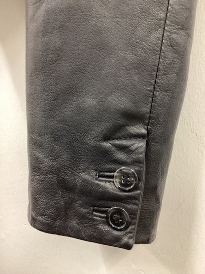 Y2K Topshop Size 8 Cropped Black Leather Jacket