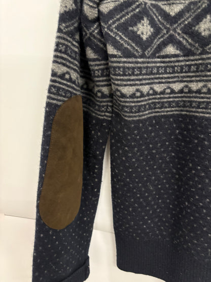 Barbour Mens Witham Shawl Neck Navy Lambswool Jumper Size XL