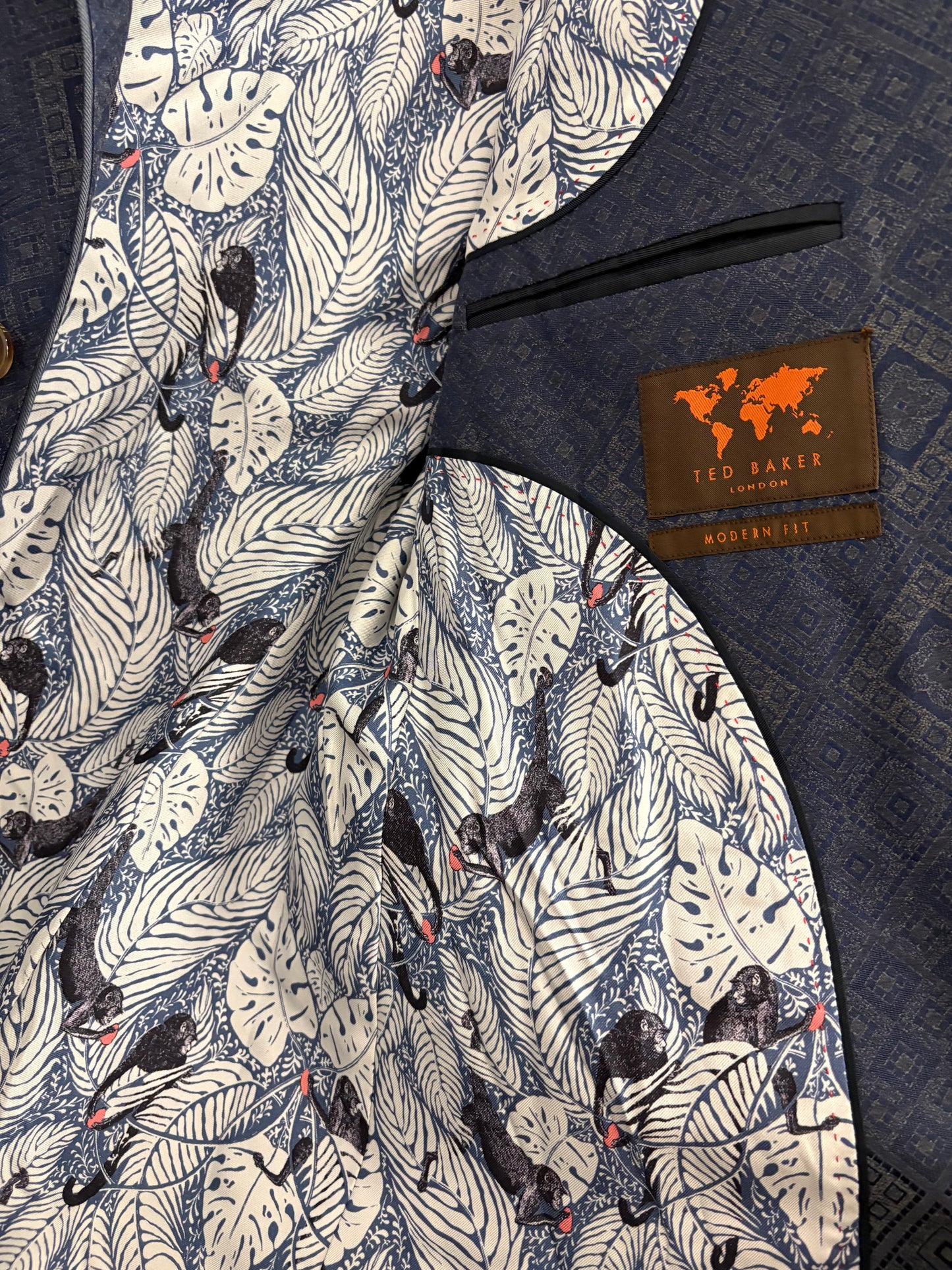 Ted Baker Grey Geometric Blazer Size 44S