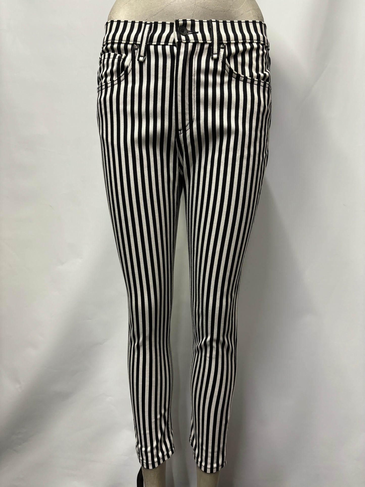 Rag and Bone Black and White Stripe Skinny Jeans 26