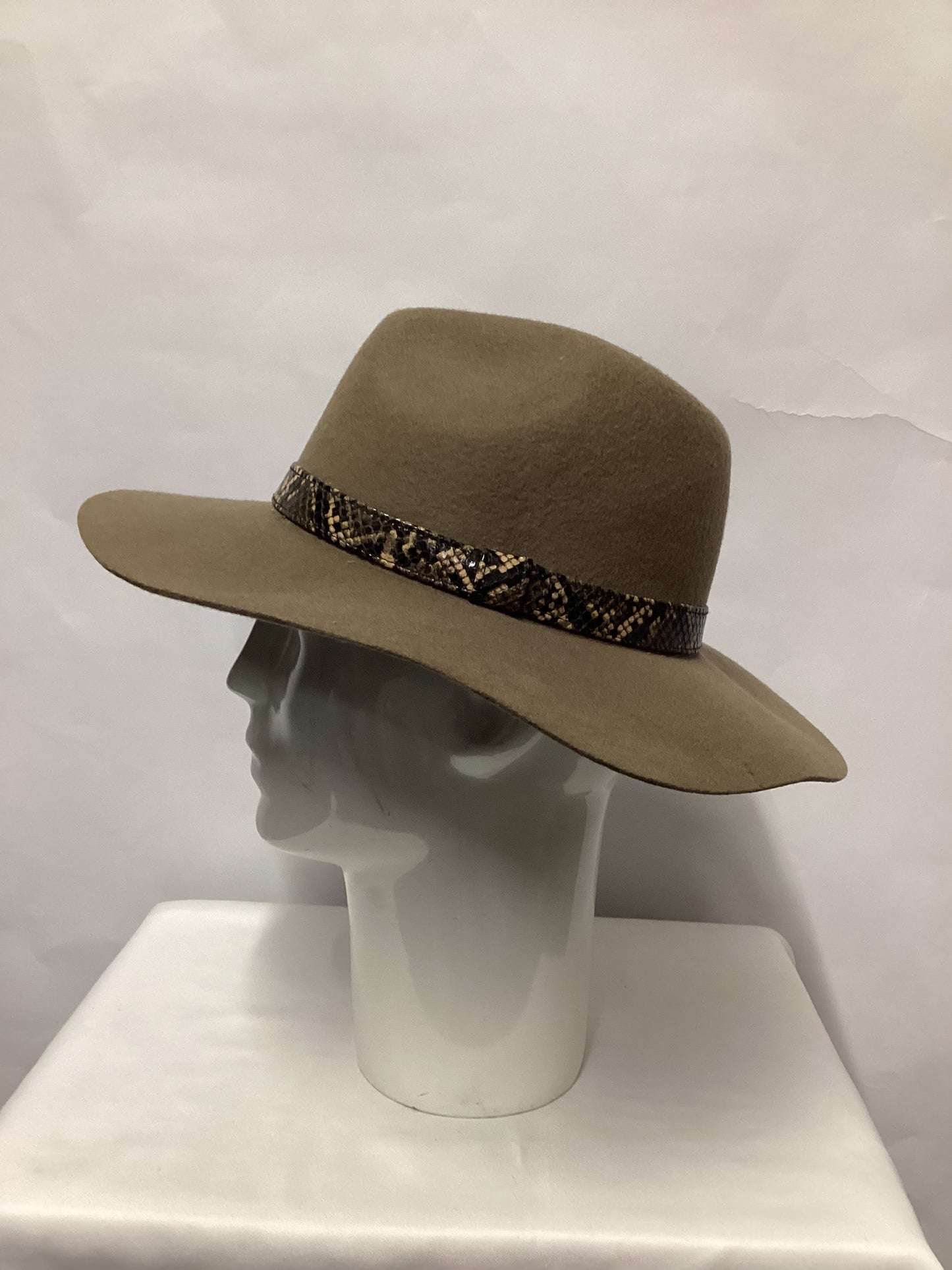 Magid Light Brown Wool Pinch Front Brimmed Hat