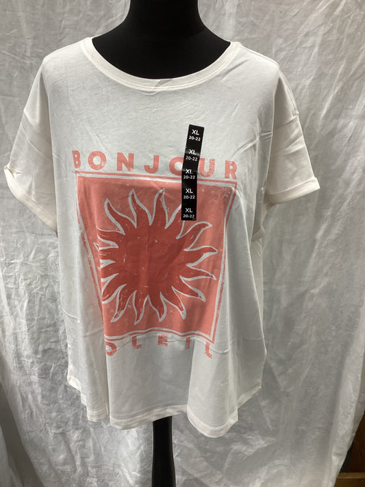 M&S White Bonjour T-shirt XL