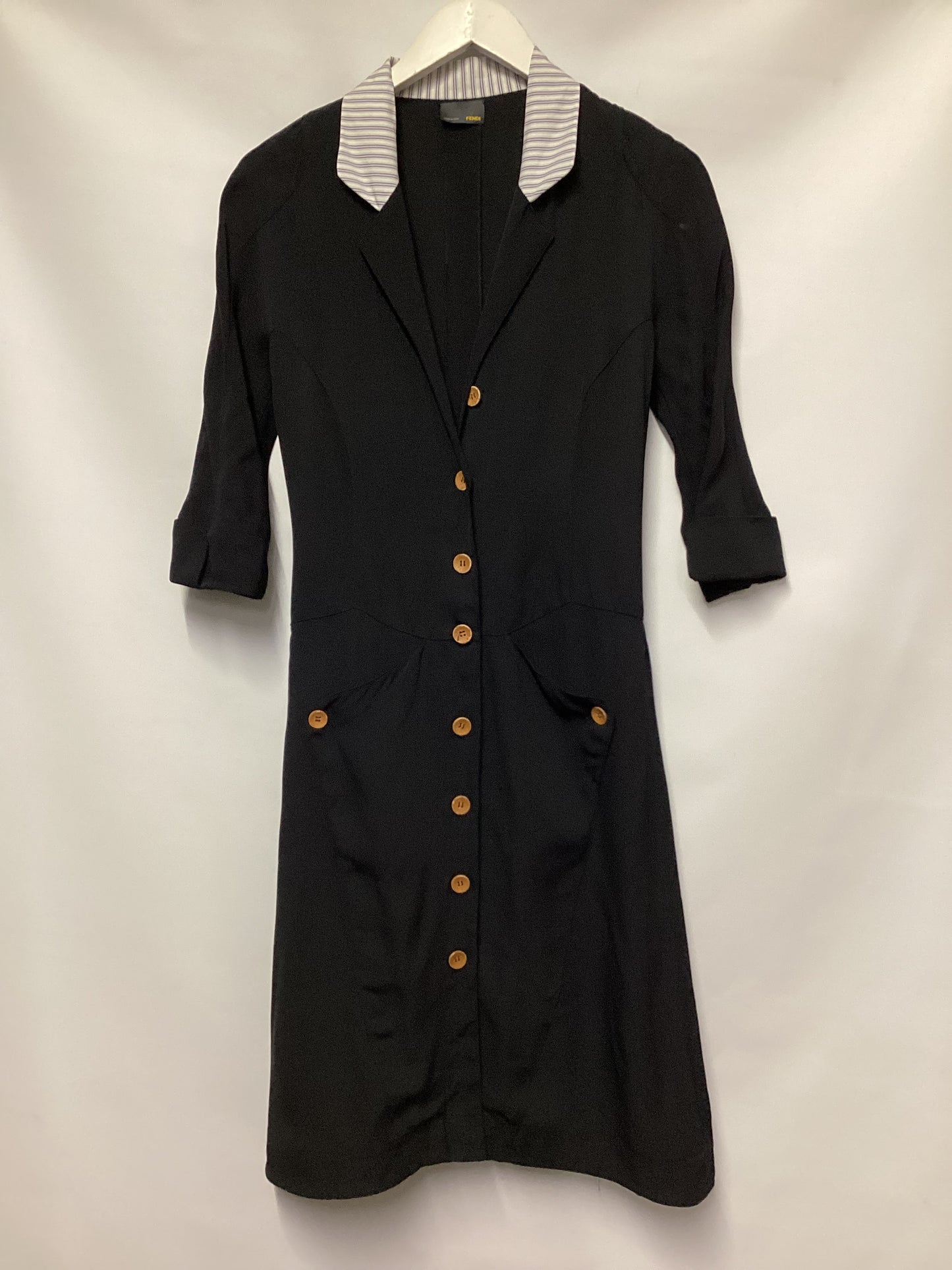 Fendi Black Shirt Collar Dress Size UK 4/IT 38