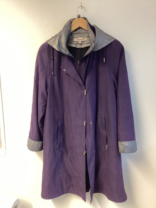 Jacques Vert, Purple, Hooded Raincoat, Size Medium