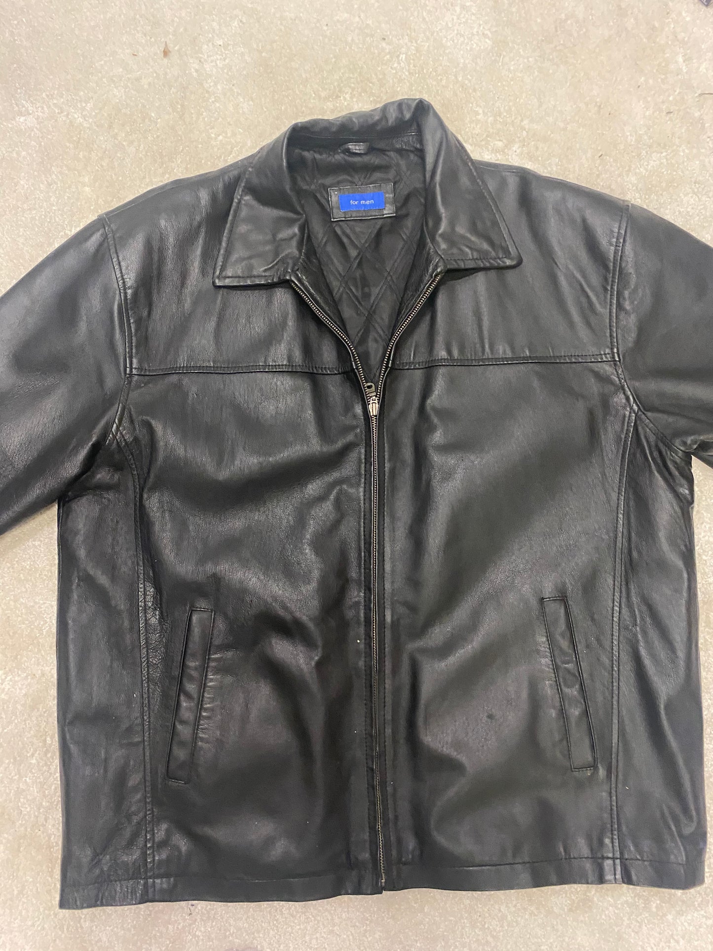 Men’s Black Leather Jacket XL