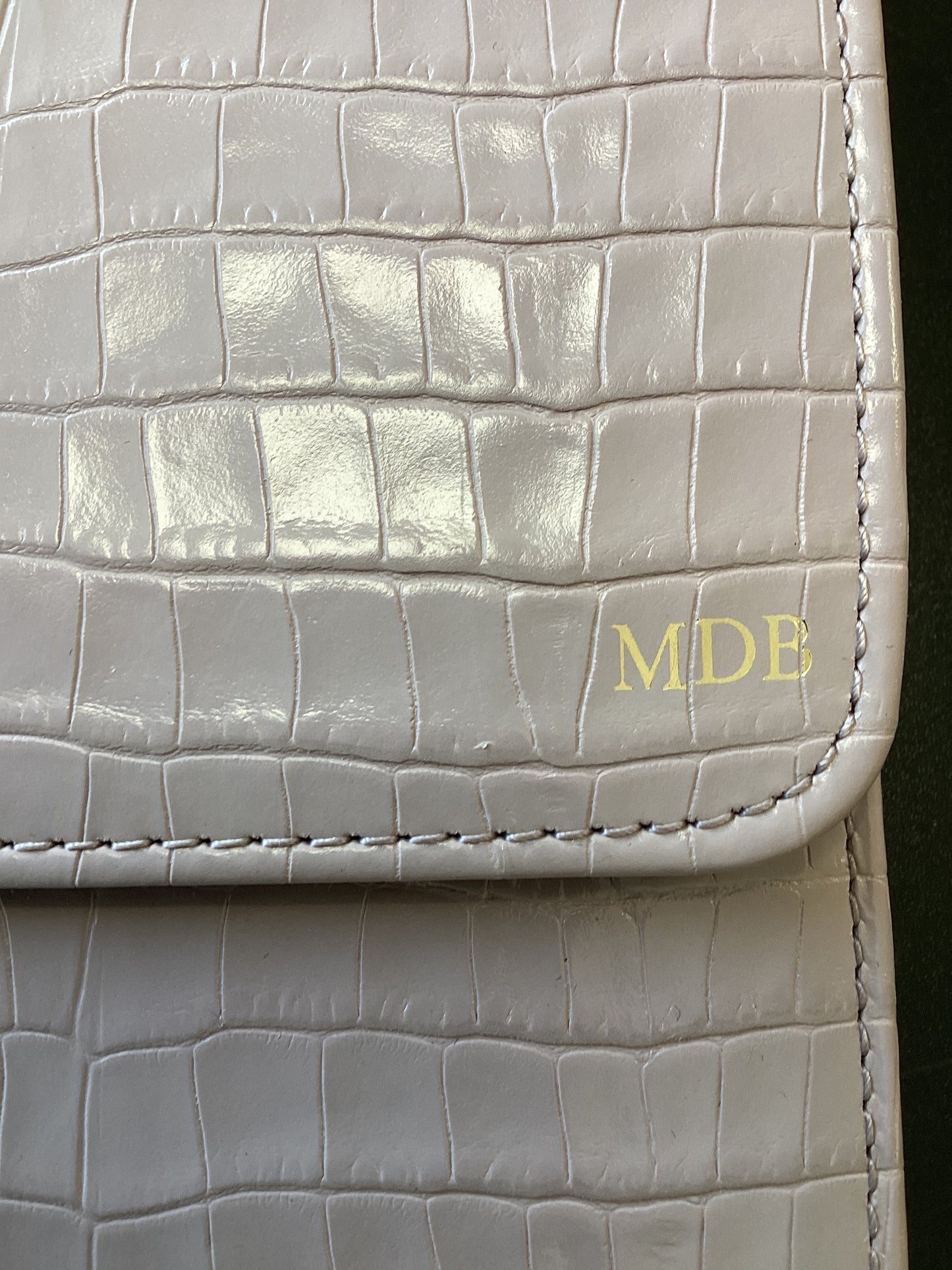 Aspinal of London  Crocodile embossed Travel Wallet Mauve