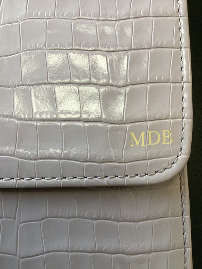 Aspinal of London  Crocodile embossed Travel Wallet Mauve