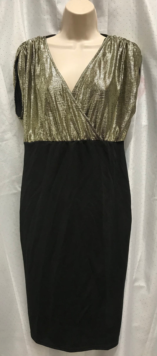 New Look Maternity BNWT Size 10 Black and Gold Midi Dress