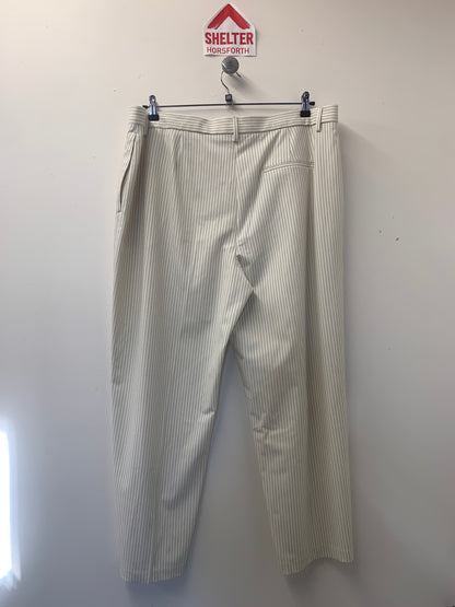 BNWT M&S White and Grey Pinstripe Smart Trousers