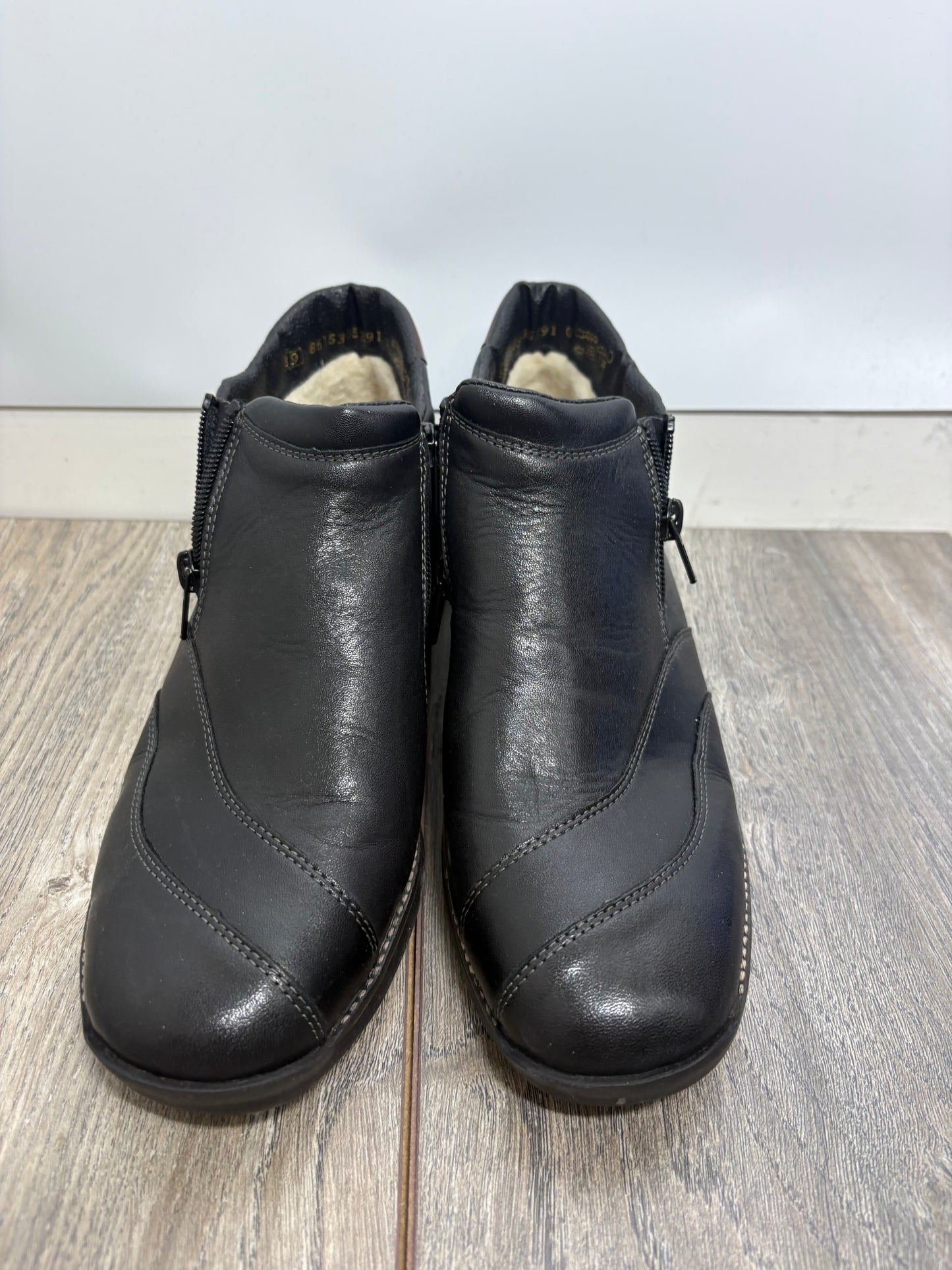 Rieker Womens Black Leather Ankle Boots Size 6