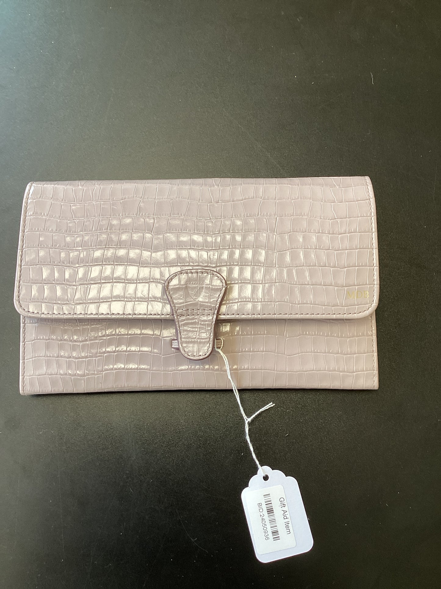 Aspinal of London  Crocodile embossed Travel Wallet Mauve