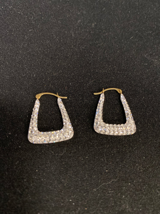 9ct Gold Crystal Handbag Shaped Creole Loop Earing's